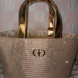 Dior Gold Metallic Tote with Sparkle Weave